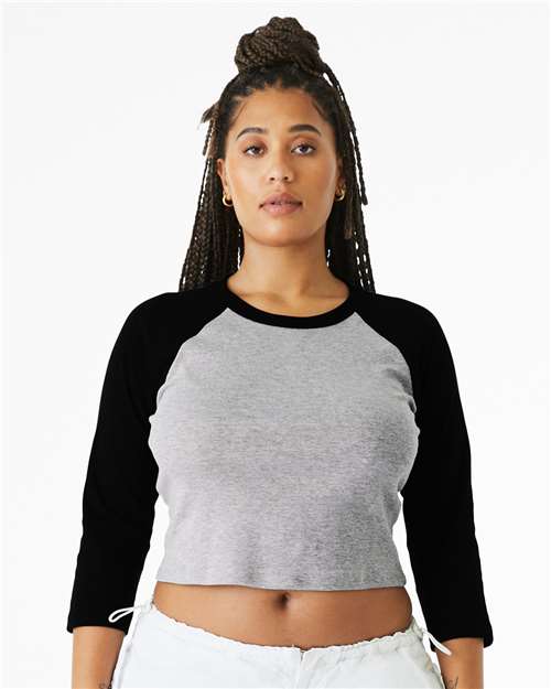 Women's Micro Rib Three-Quarter Raglan Sleeve Baby Tee