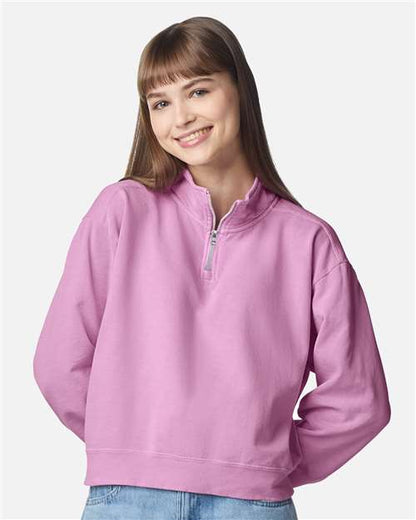 Women's Garment-Dyed Mid-Length Quarter-Zip Sweatshirt