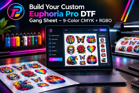 Build Your Custom Euphoria Pro DTF Gang Sheet – 9-Color CMYK + RGBO